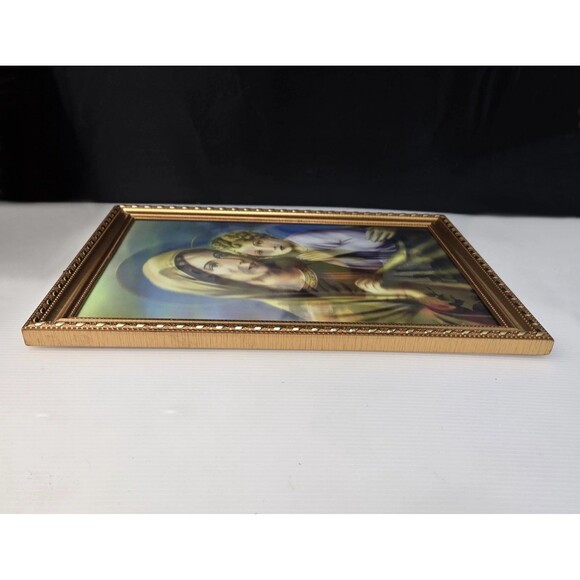 Vintage Madonna And Child Lenticular Print Jesus And Mary 3D Framed 15"  x 12" - Picture 9 of 12